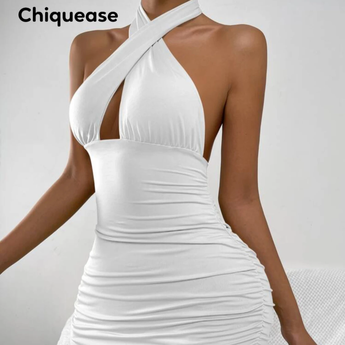 Vit omlott kortklänning från Shein - 1