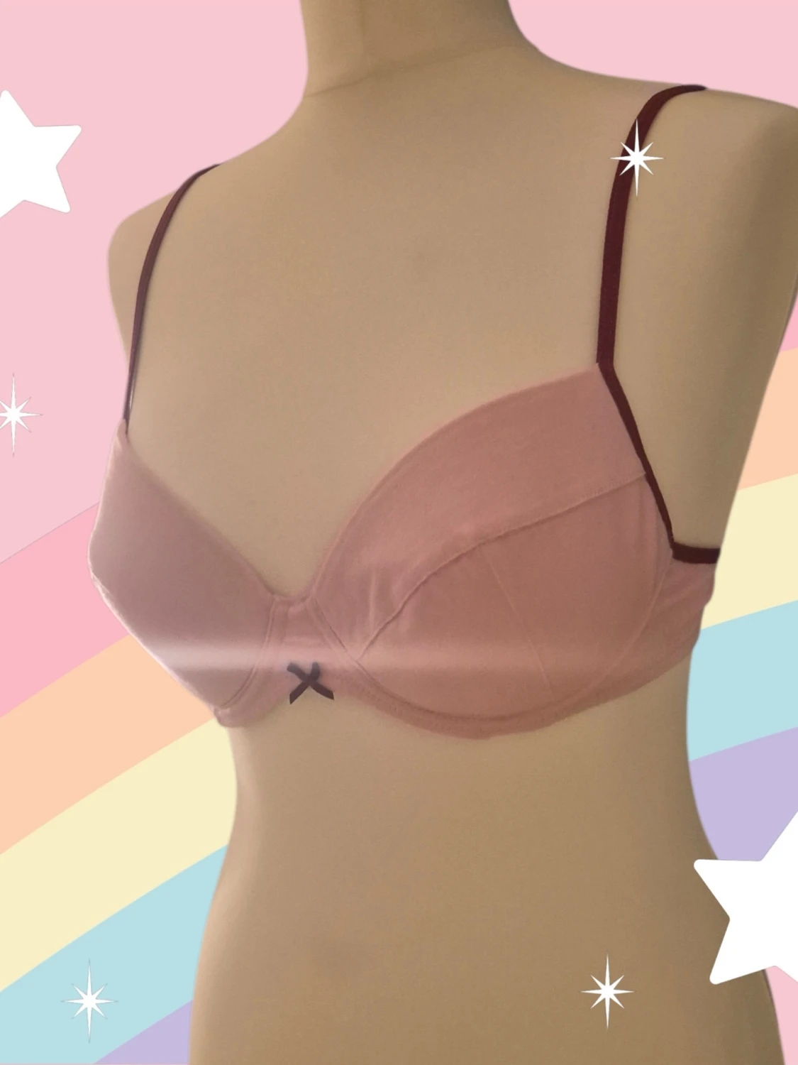 Rosa bh med vinröda detaljer 75B - 2