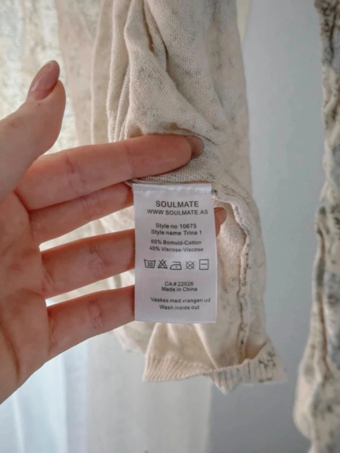 Ljusgul mönstrad vintage kofta från Soulmate, strlk L - 4