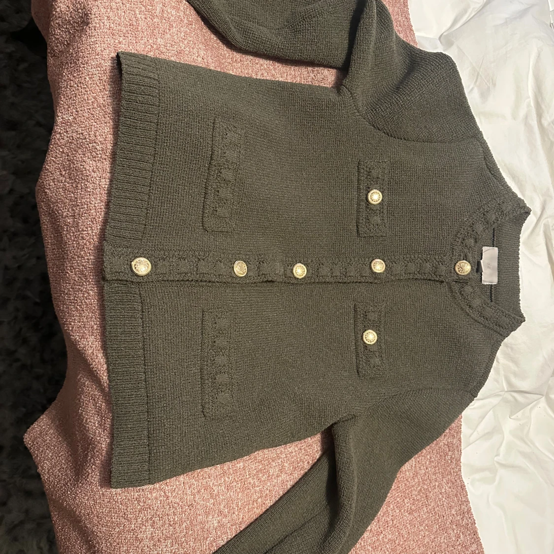 Mörkgrön stickad kofta från H&M - 2