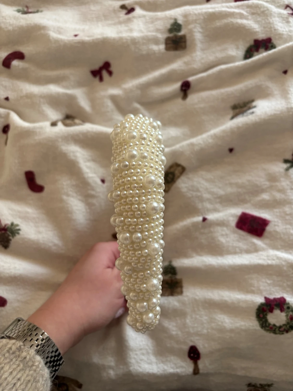 Vitt diadem med pärlor - 3