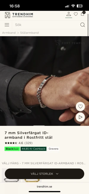 Silverarmband ID-armband i stål Trendhim med D gravyr  - Jag beställde ett armband men råkade beställa fel gravyr så den är aldrig använd. Perfekt till julklapp! Den kommer i en presentbox Org pris 300+200 gravyr  Kedjan är 17-18 cm 