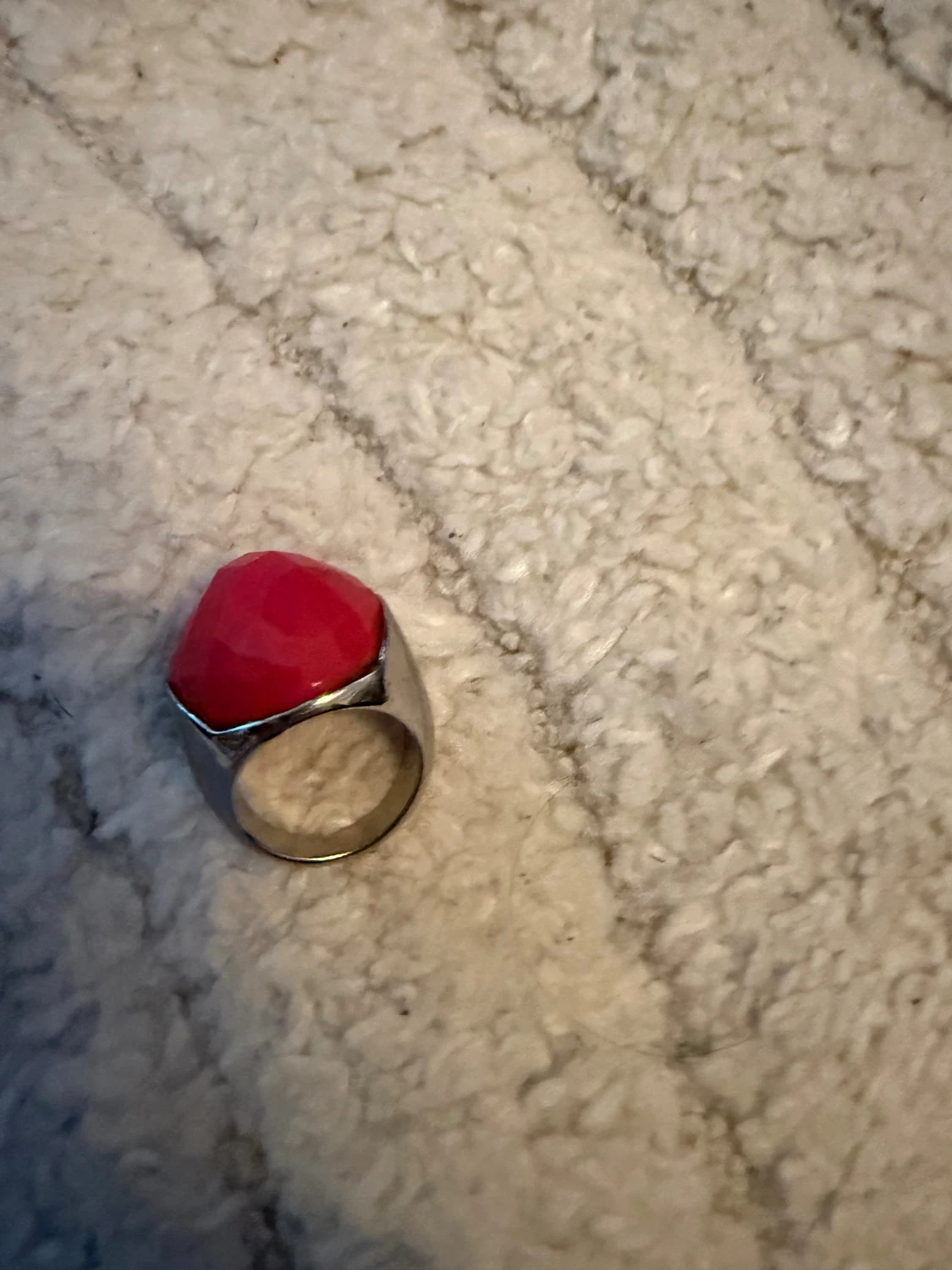 Stor silverring med rosa sten - 3