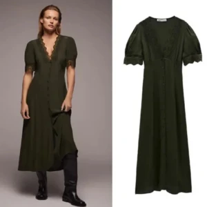 Mörkgrön klänning från zara - Oanvänd Supersnygg mörkgrön långklänning 