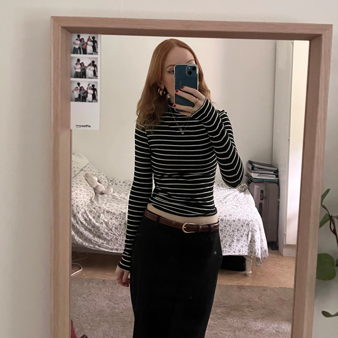 Svart & vit randig polotröja H&M - 1