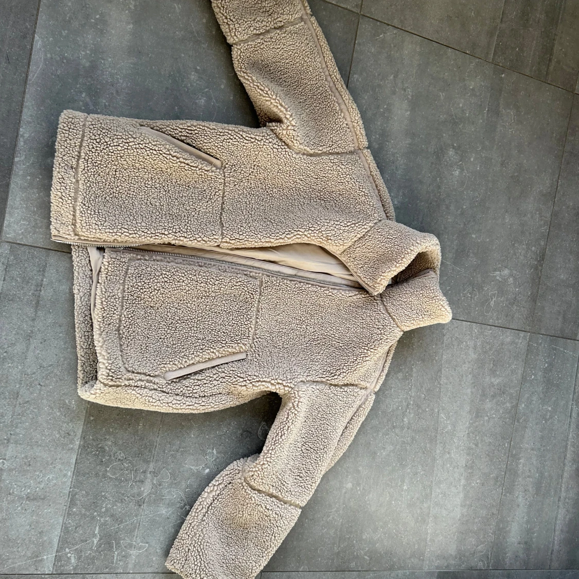 Beige teddyjacka  - 1