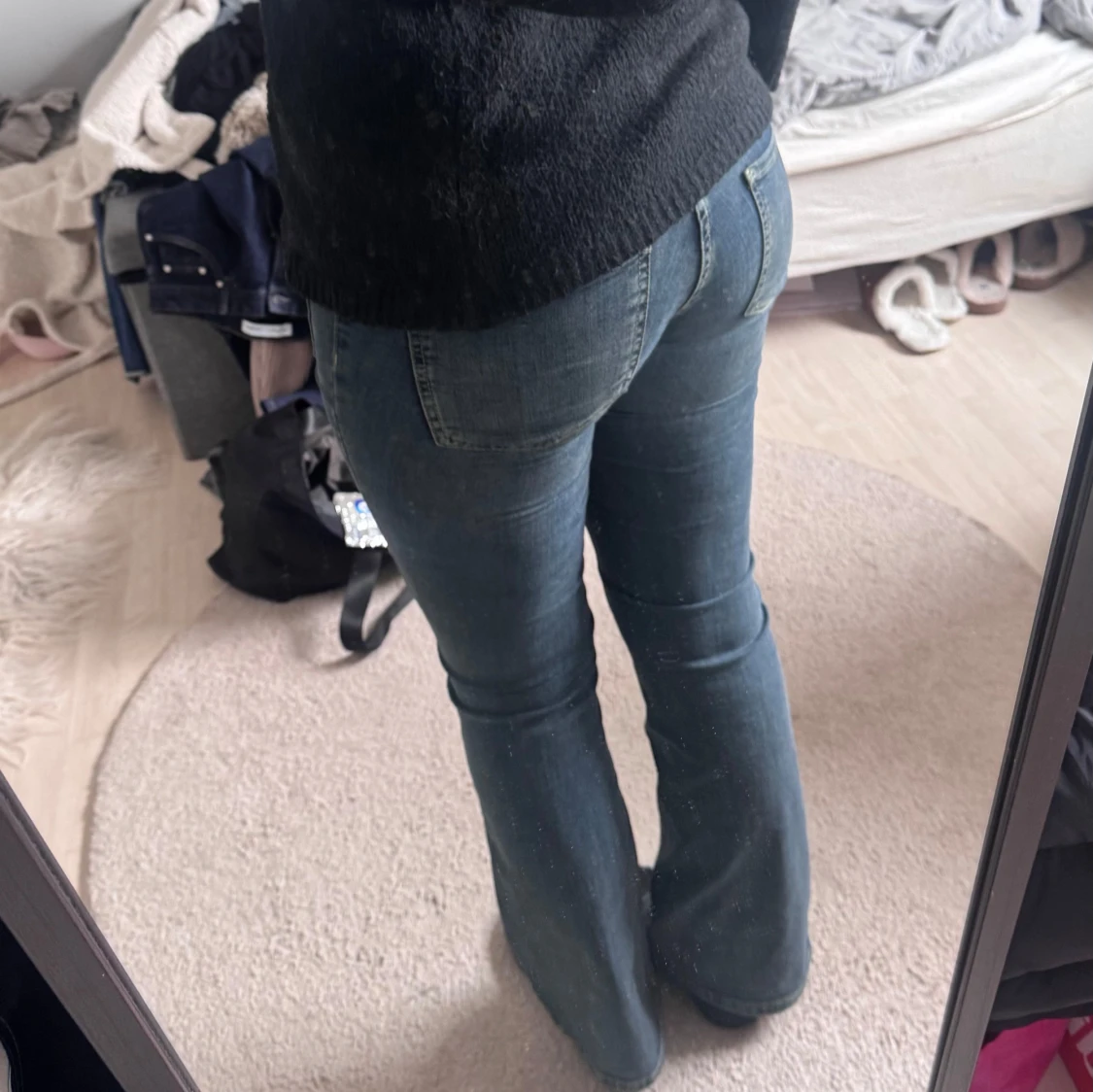 Blå bootcut jeans - 4