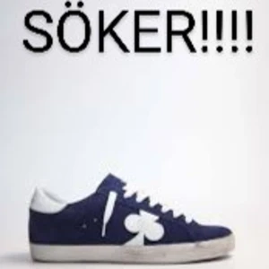 Blå och vita sneakers med klöverdetalj - Söker ett par mörkblå the gallerist i storlek 43 eller 44. Kontakta om du har ett par som du vill sälja.