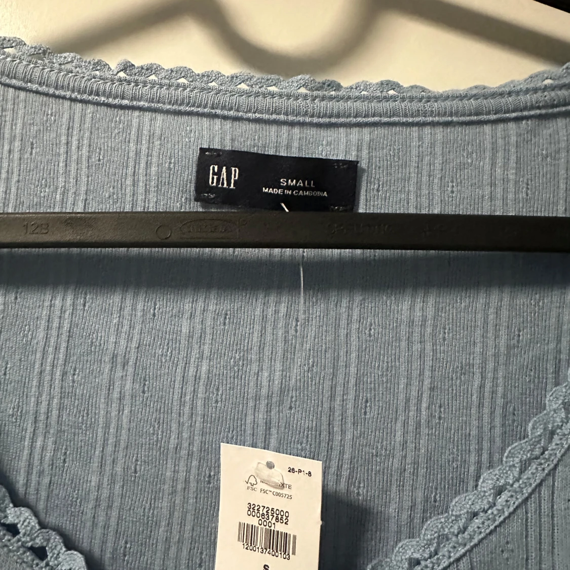 Ljusblå ribbad kofta  - 2