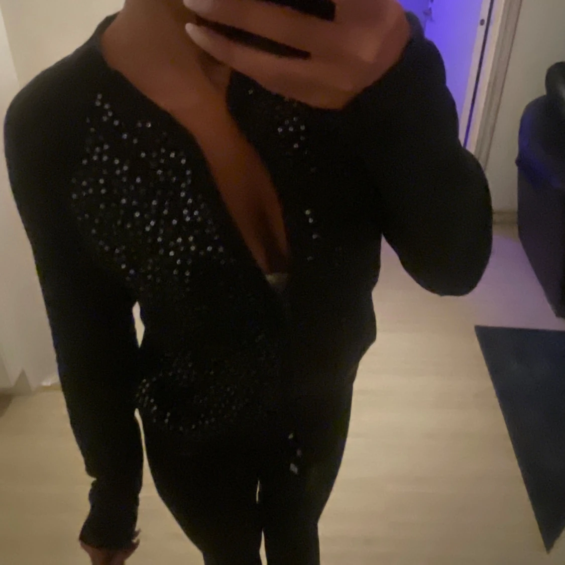 Svart glittrig bomberjacka - 2