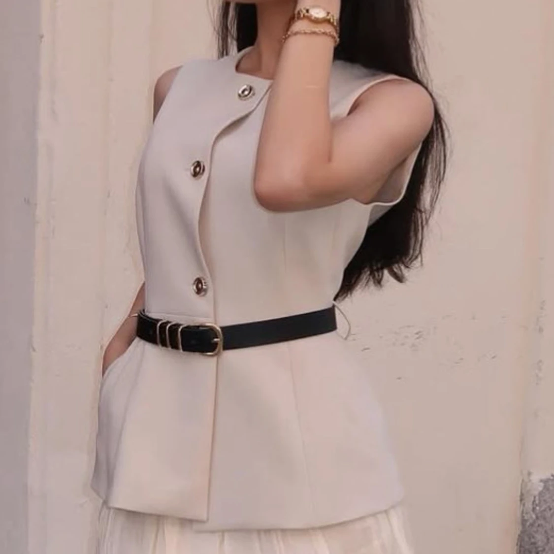 Beige väst med bälte från Zara - 1