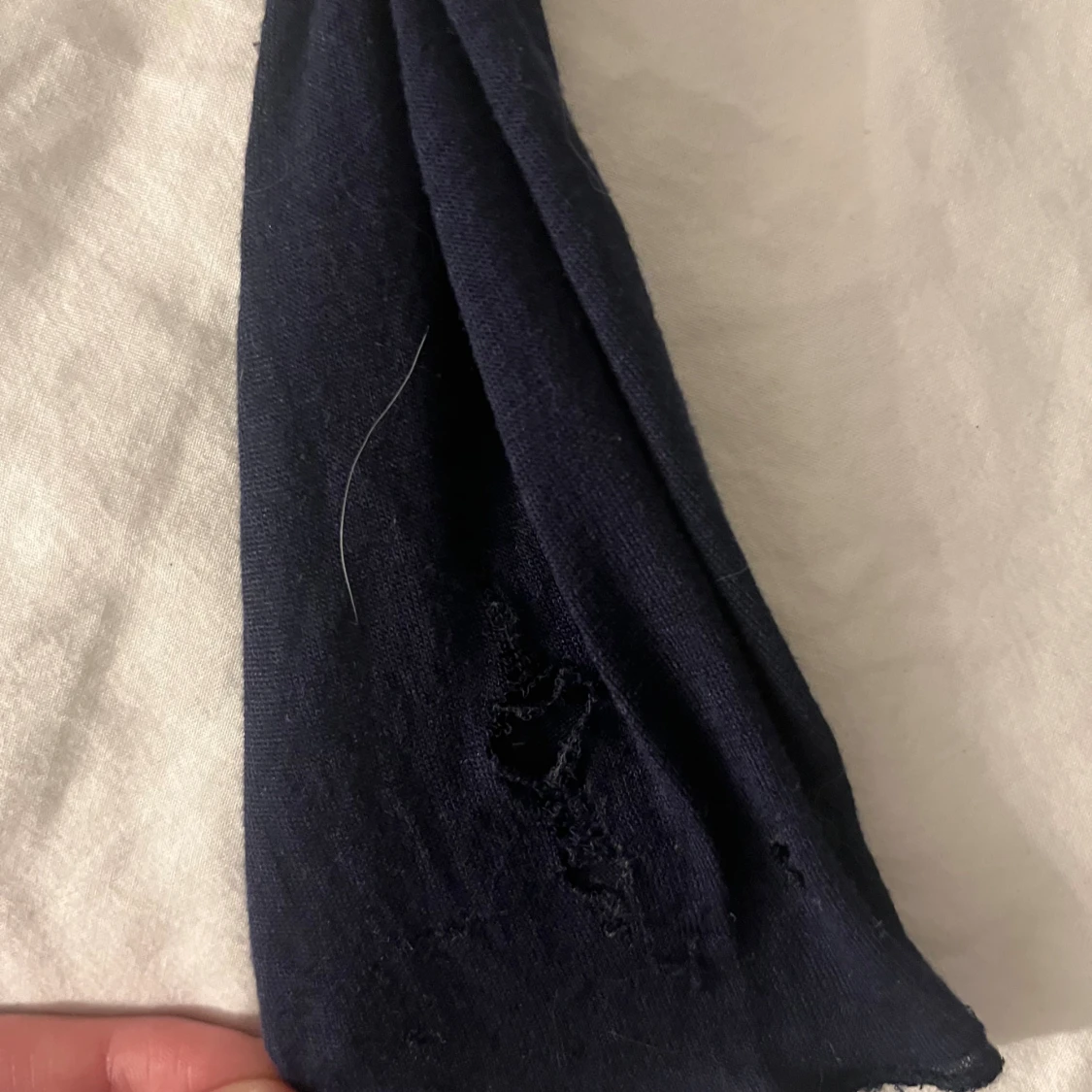 Mörkblå långärmad topp i bomull - 3