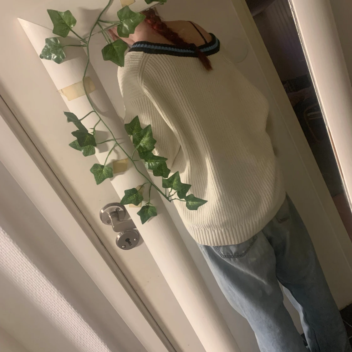 Vit stickad offshoulder tröja y2k baggy opium - 2