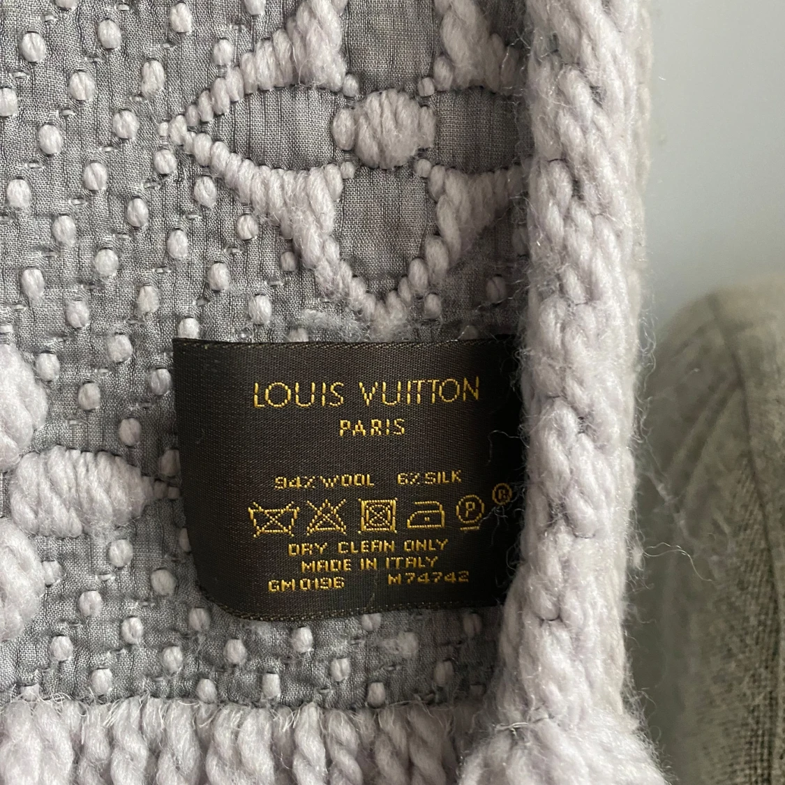 Grå Louis Vuitton halsduk i ull och silke - 3