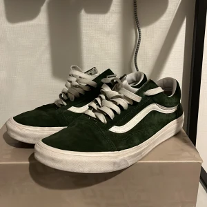 Gröna Vans    - Säljer mina väldigt fina Vans skor i mocka. Det är storlek 42 men passar mig med 43. Är i grymt skick näst intill oanvända. Har tyvärr inte kvar lådan. Köptes för runt 700. Pris ej hugget i sten. Skriv vid funderingar 