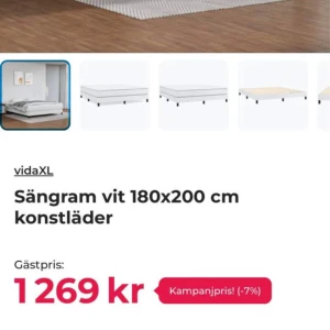 Sängram vit 180x200 cm konstläder - Modern sängram i vitt konstläder från vidaXL, mått 180x200 cm. Sängramen har en stilren design med svarta ben och ribbotten i trä. Passar dubbelsäng och ger ett fräscht intryck i sovrummet.