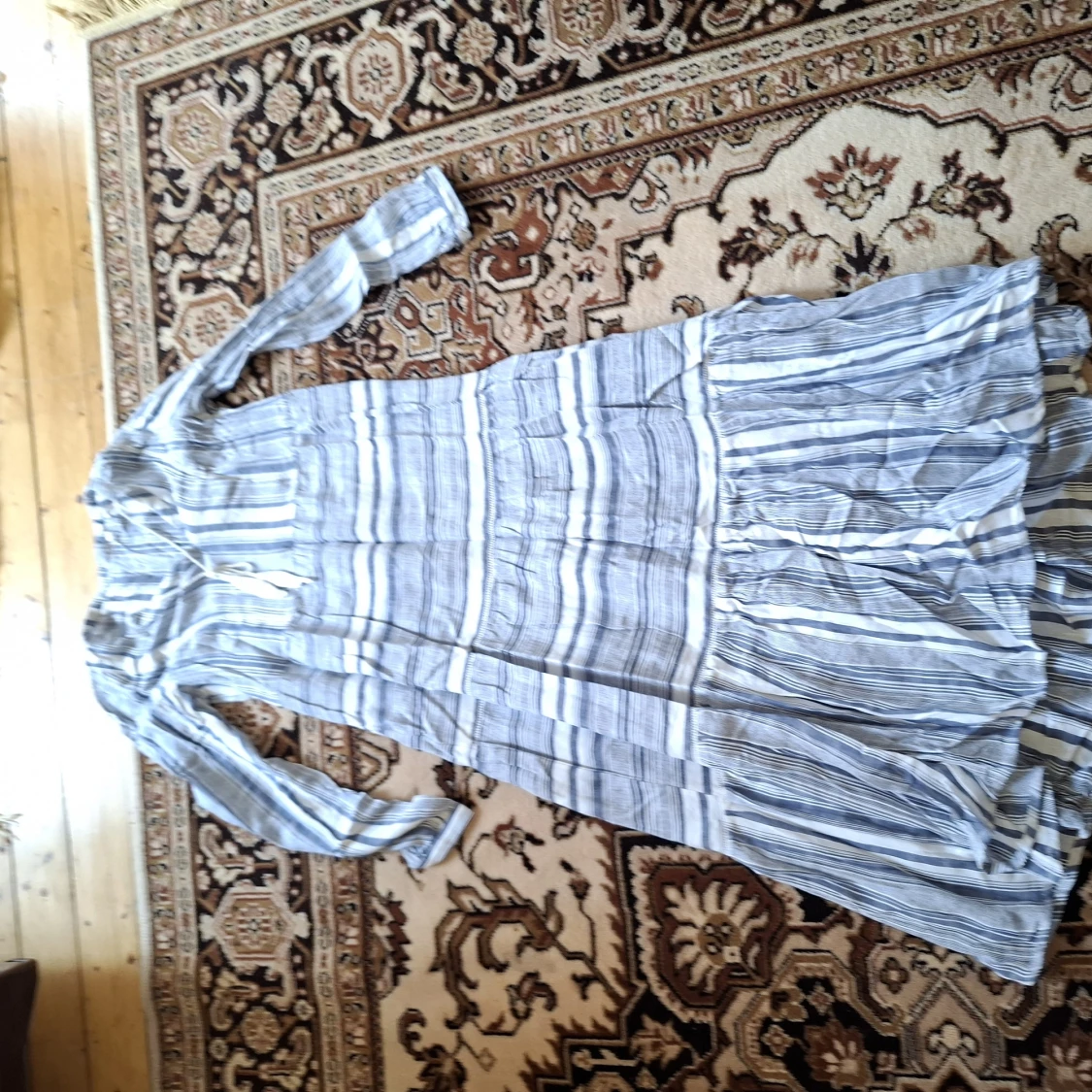 Randig långklänning i bomull - 2