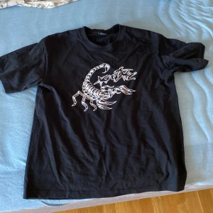 Corteiz T-shirt - Svart Corteiz t-shirt i bomull med ett stort vitt tryck av en skorpion och graffiti-liknande text på bröstet. Klassisk passform med rund hals och korta ärmar. Perfekt för dig som gillar edgy streetstyle och coola prints.