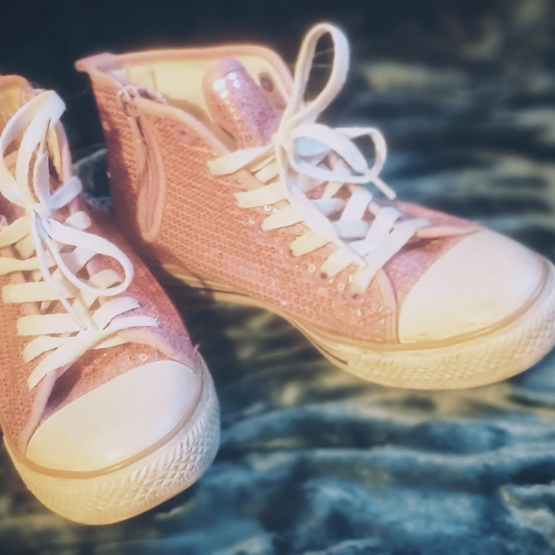 Rosa glittriga sneakers med paljetter - 2