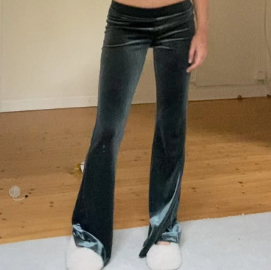 Mörkgröna sammetsbyxor bootcut - 2