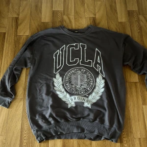 Grå UCLA sweatshirt från Barley - Snygg grå sweatshirt med stort UCLA-tryck och universitetslogga framtill. Tröjan har rund hals, ribbade muddar och är långärmad. Perfekt för dig som gillar college-vibe och vill ha en chill och stilren look.