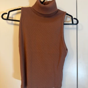 Brun ribbad polotopp från Zara - Säljer en brun ribbad polotopp från Zara. Toppen är croppad och slutar precis ovanför naveln för mig, dessutom har den en tight passform. Perfekt att styla med jeans eller kjol för en trendig look. Använd endast en gång, så det finns inga defekter. Pris kan diskuteras.