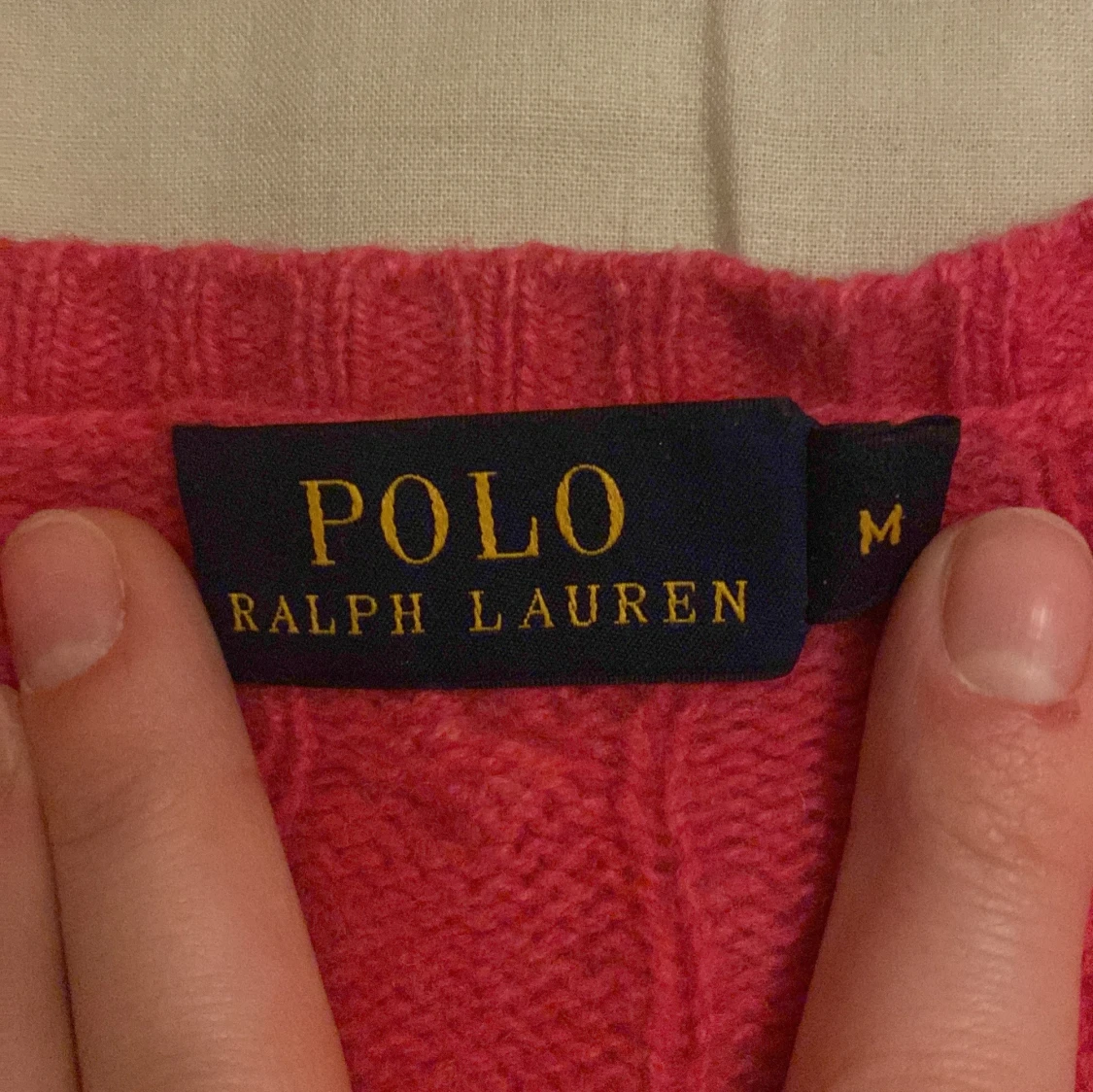 Rosa kabelstickad tröja från Ralph Lauren - 1