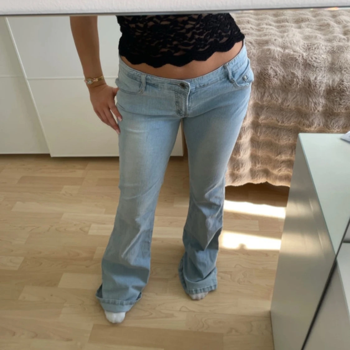 Ljusblå bootcut jeans - 1