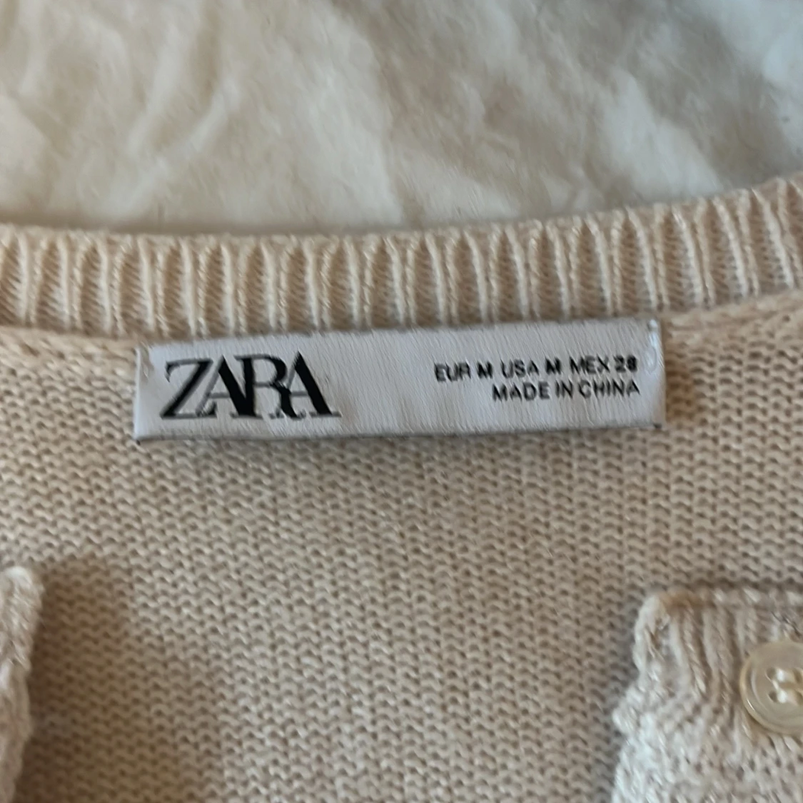 Beige kofta från Zara i stickad bomull - 1