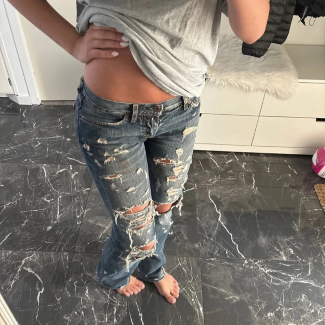 Blå slitna Replay jeans W27 L34 - 2