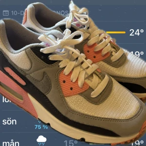 Nike Air Max 90 i vit, grå och rosa - Mammas skor som hon använt en gång. Helt nytt skick, inga defekter och ser helt oanvända ut. Säljs bara av återförsäljare för ca 4-6 tusen. Skriv gärna om ni har några frågor