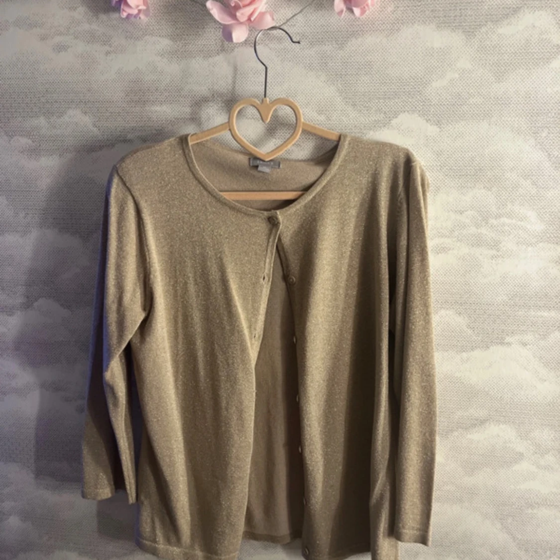 Beige glittrig kofta - 1