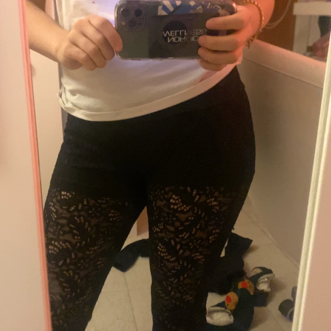 Svarta spetsleggings