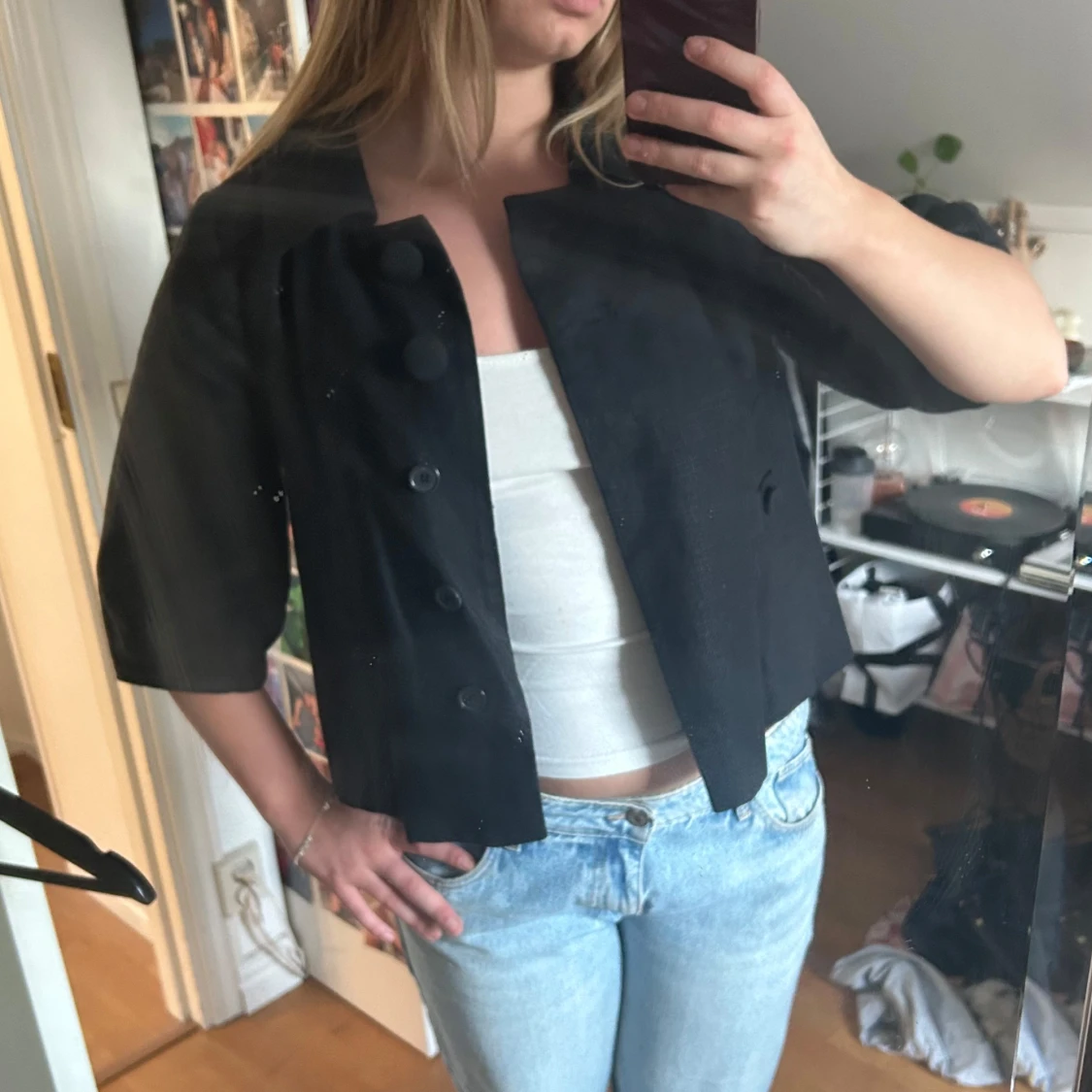 Svart kavaj med trekvartsärm - 1