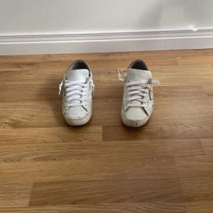 Philippe model - Säljer ett par vita Philippe modell med snörning. De har en rund tå och är perfekta för en avslappnad stil. Skorna har en klassisk design med vita skosnören och en bekväm passform.