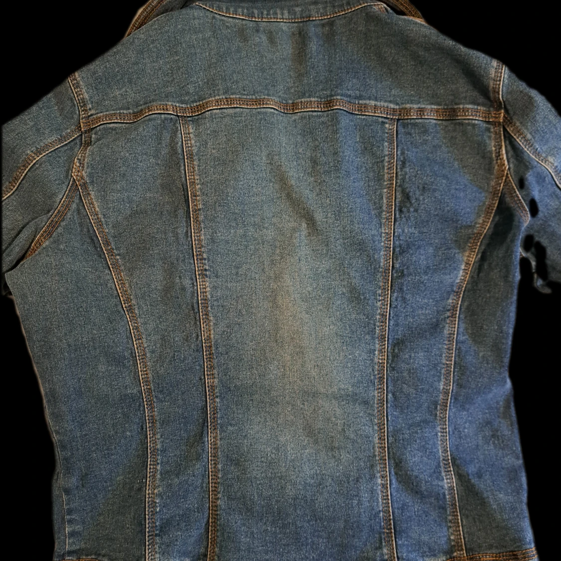 Vintage blå/grön jeansjacka med knappar - 2