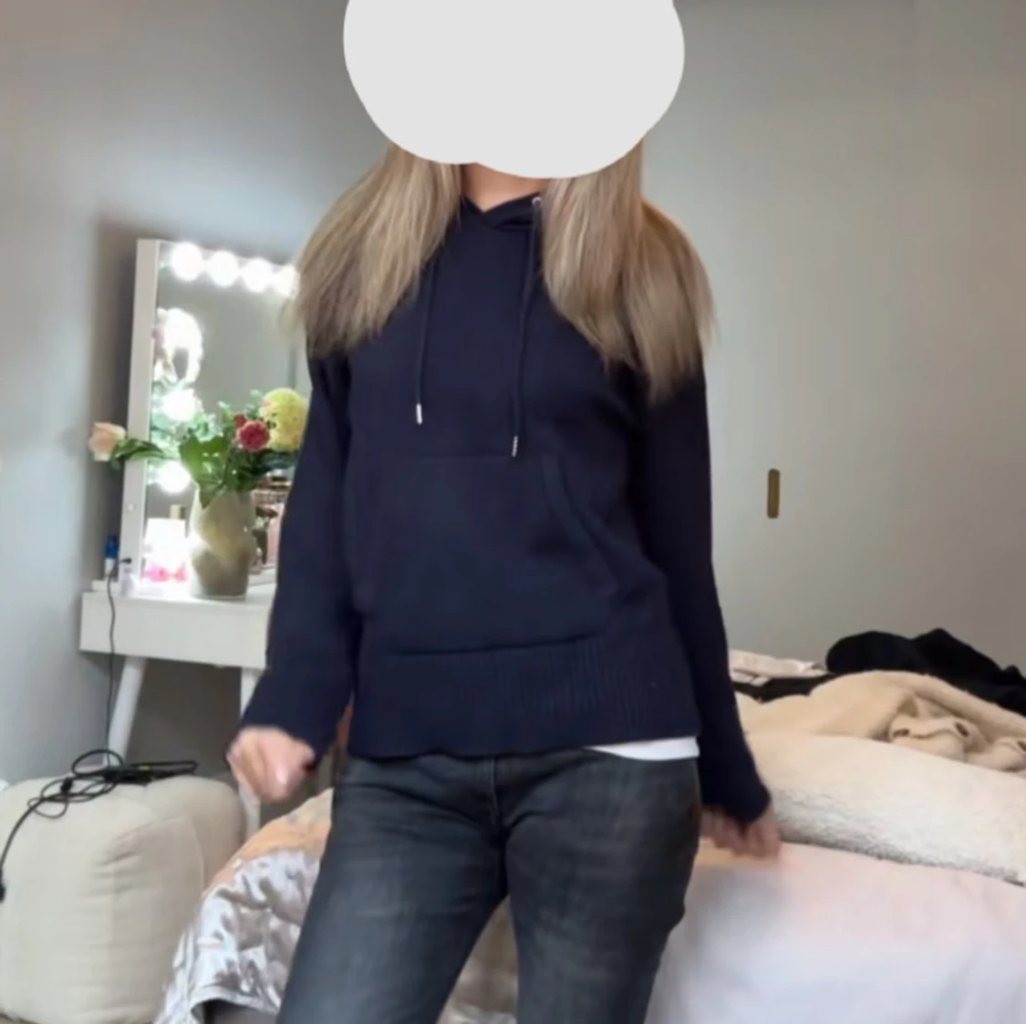 Mörkblå hoodie Zara