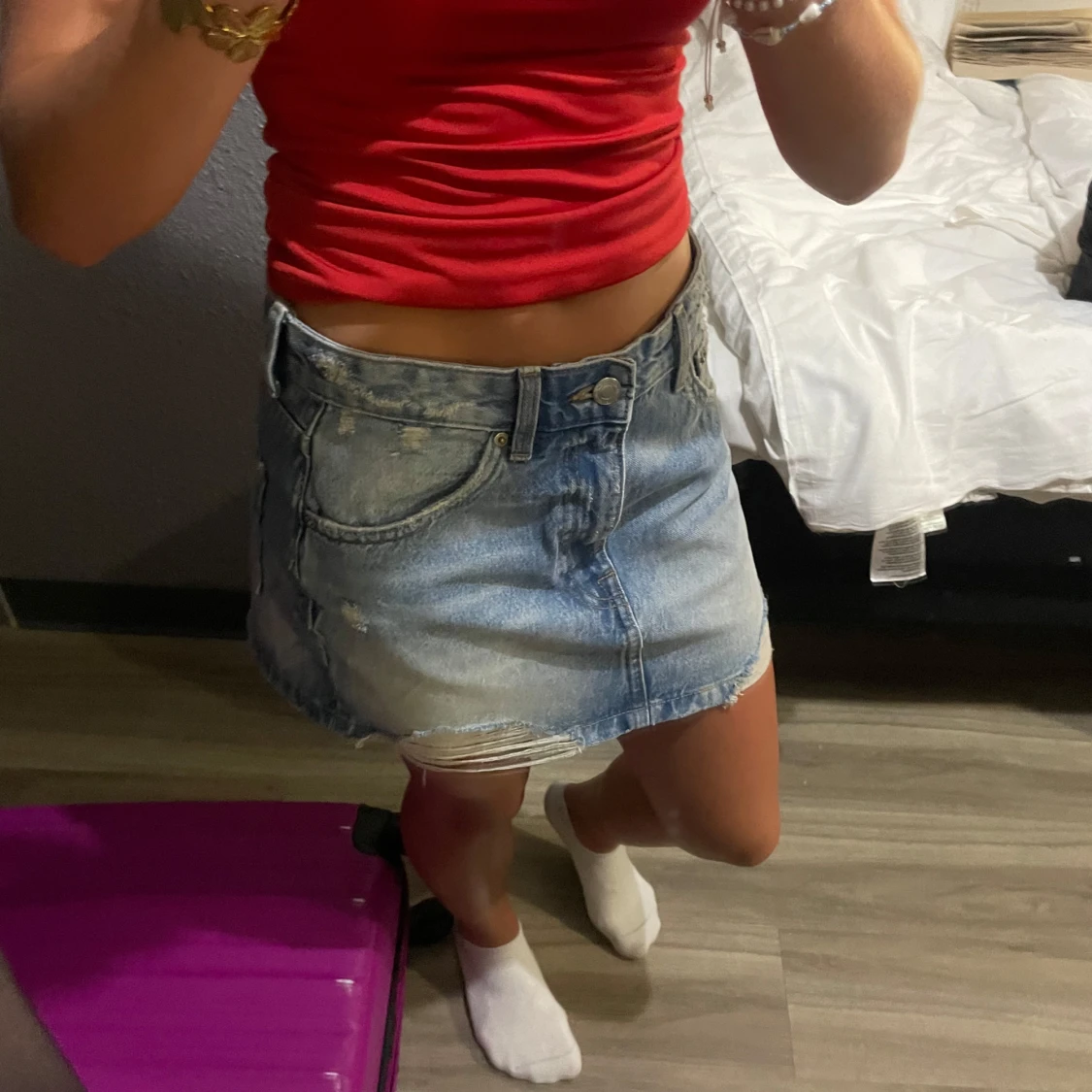 Blå jeanskjol från Pull&Bear - 4