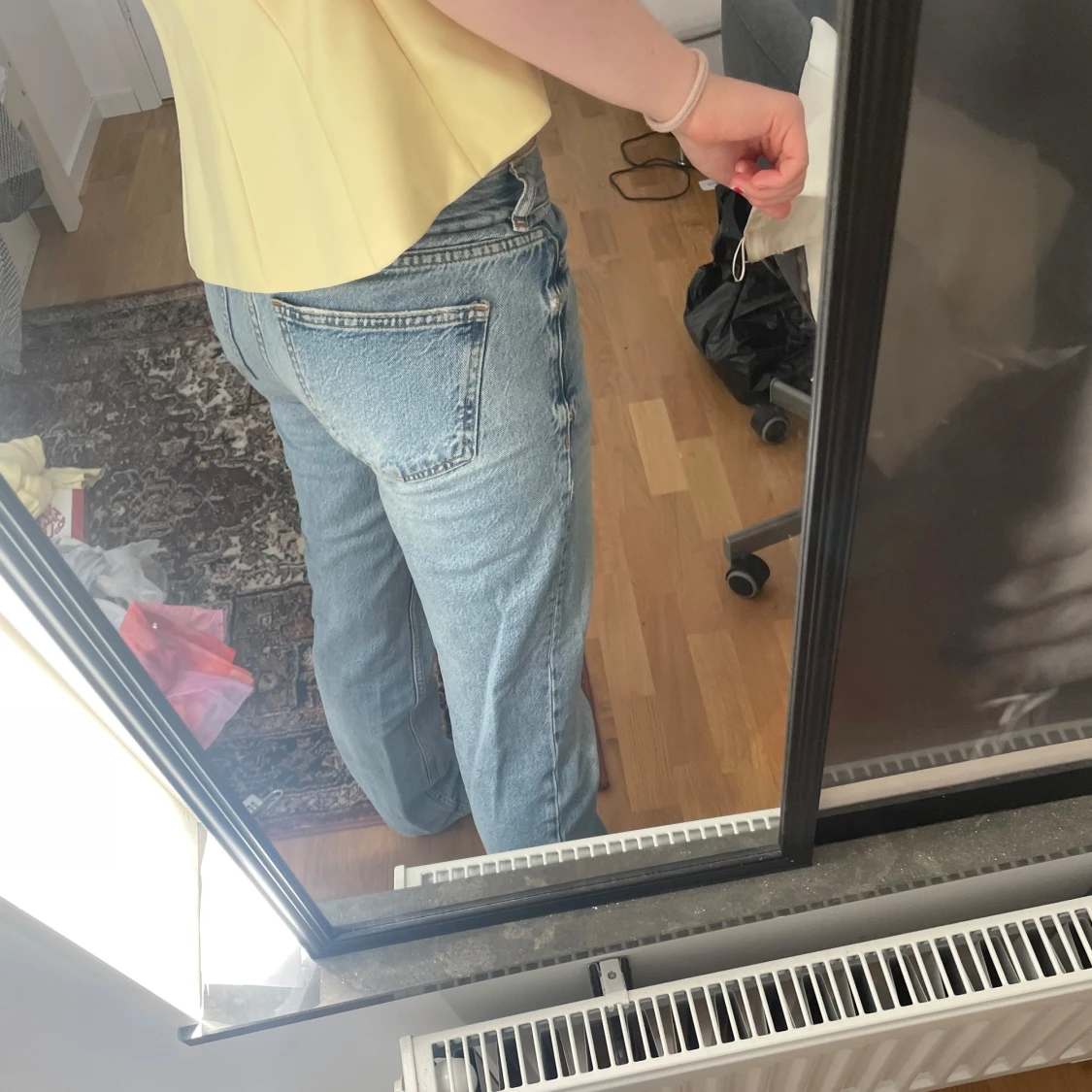 Ljusblå raka jeans låg midja - 1