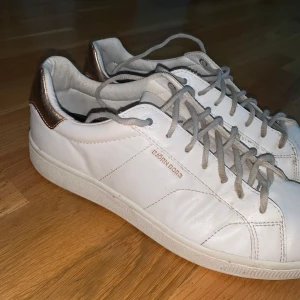 Vita sneakers från Björn Borg - Snygga vita sneakers från Björn Borg med metallic-detalj i roséguld på hälen. Skorna har klassisk snörning och är gjorda i skinn. Perfekta för dig som gillar stilrena och fräscha sneakers med en liten twist.