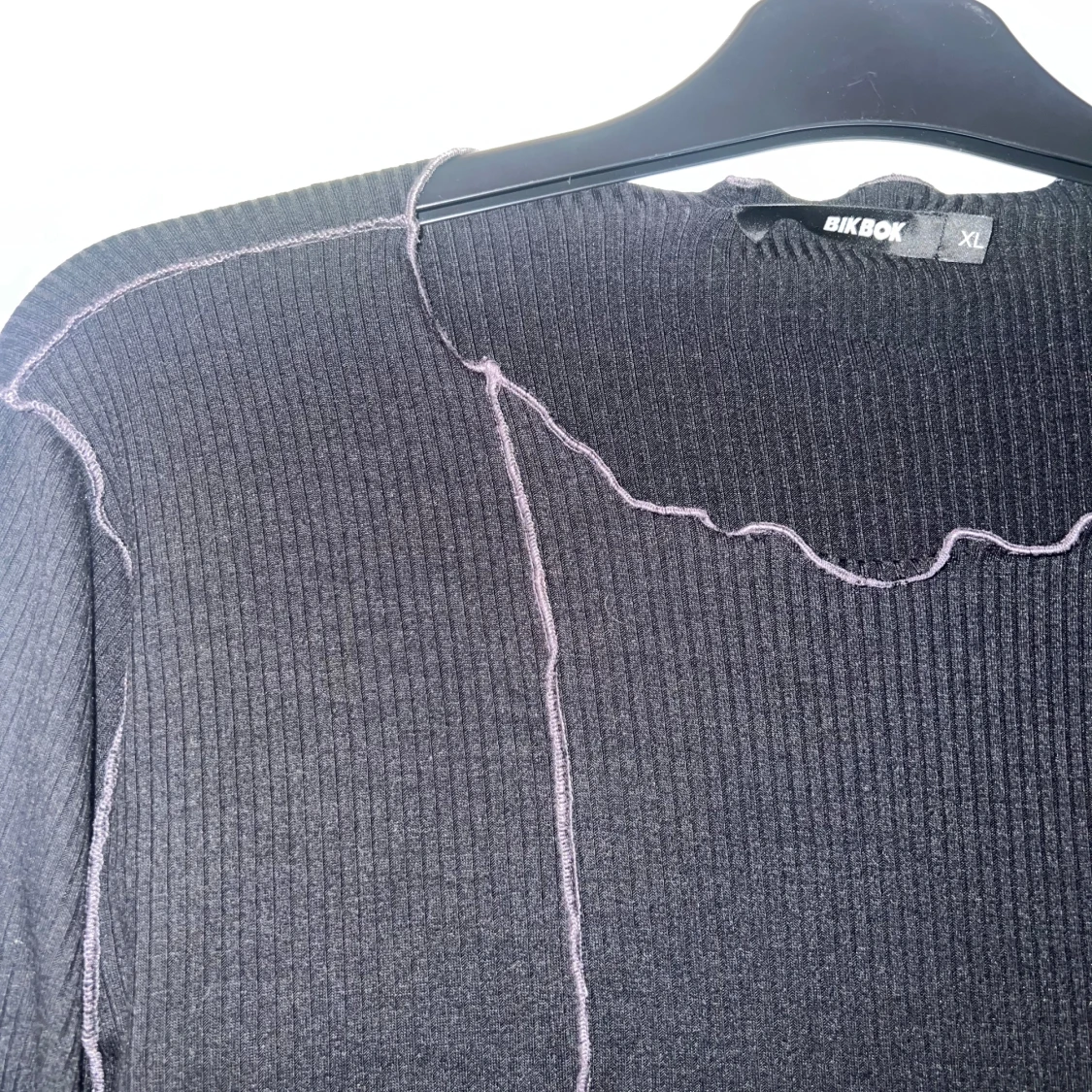 Svart ribbad långärmad tröja BikBok - 3