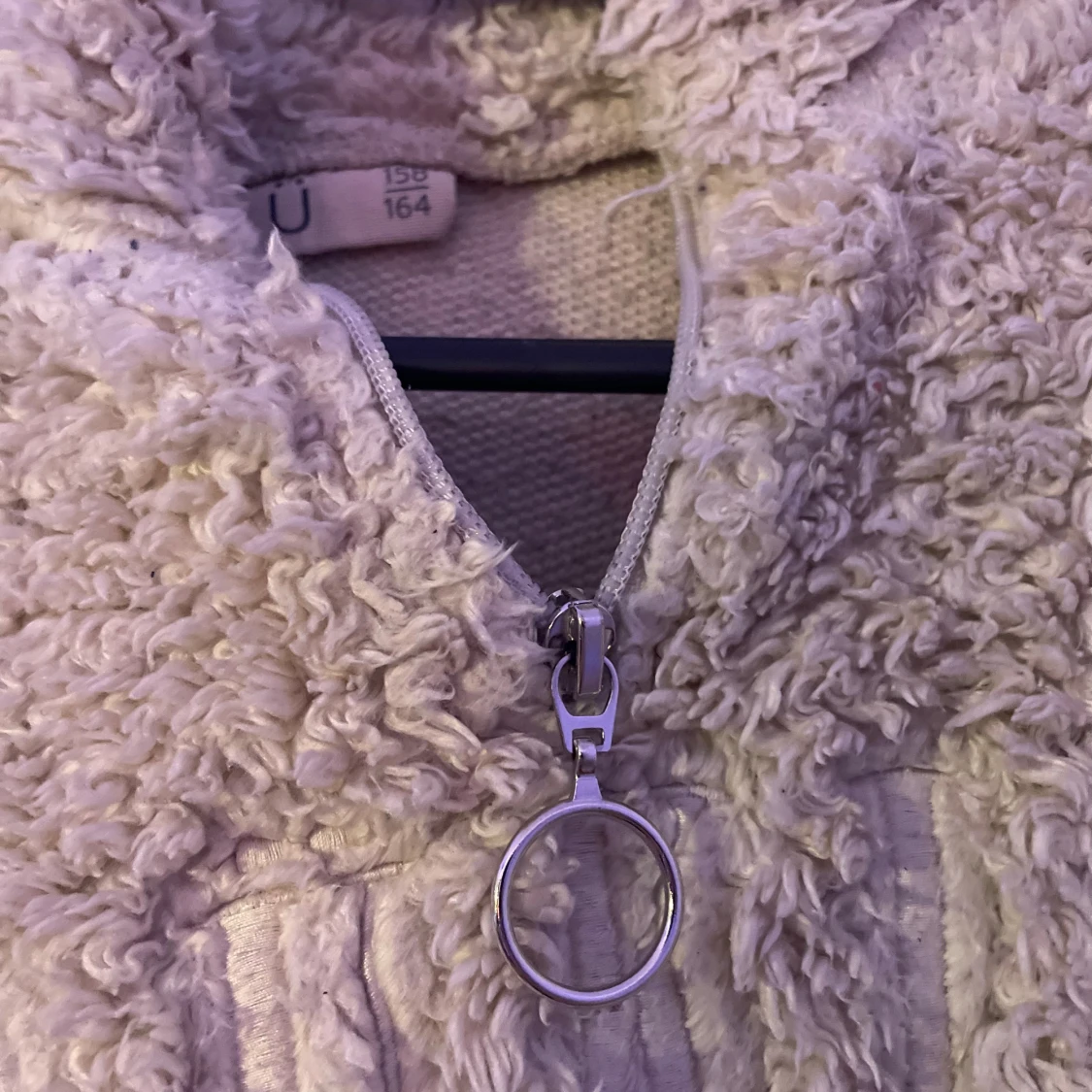 Beige teddyjacka med half zip - 2