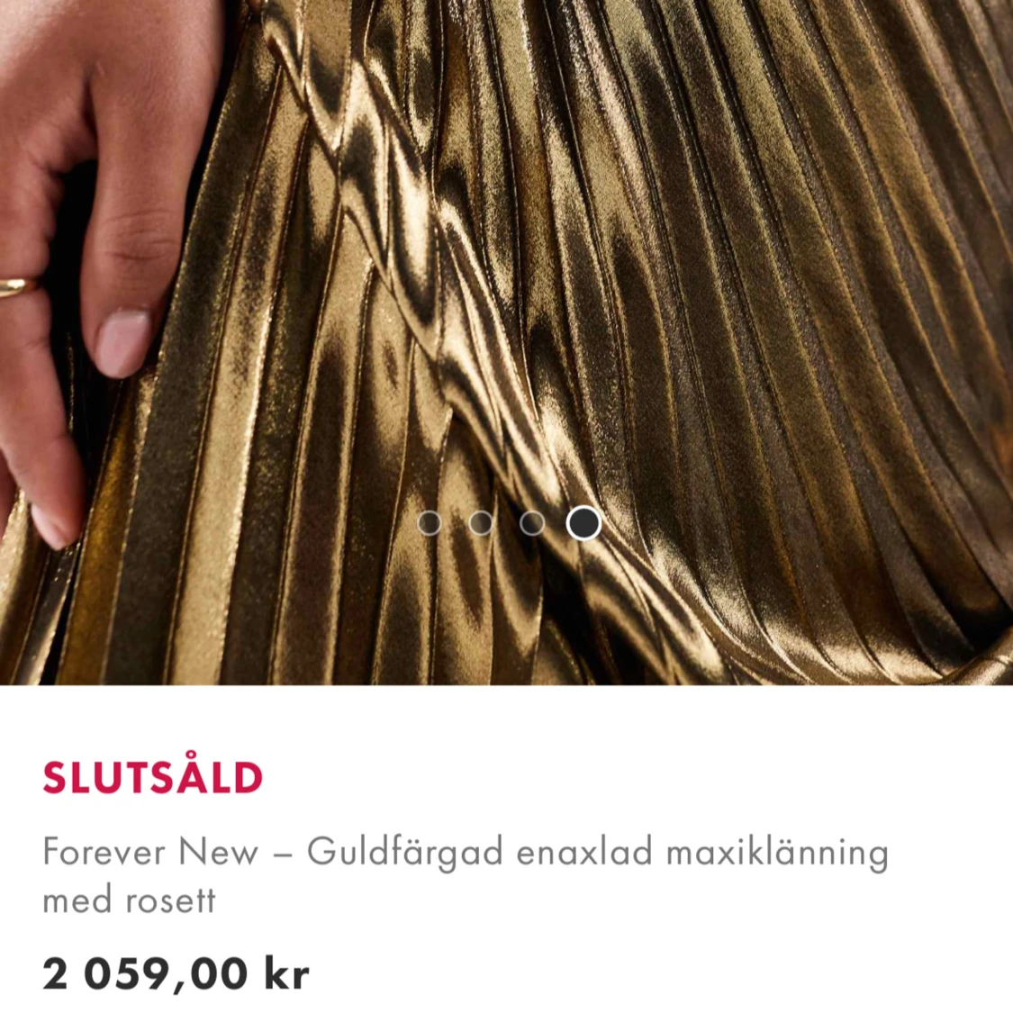 Guldfärgad enaxlad maxiklänning med rosett - 3