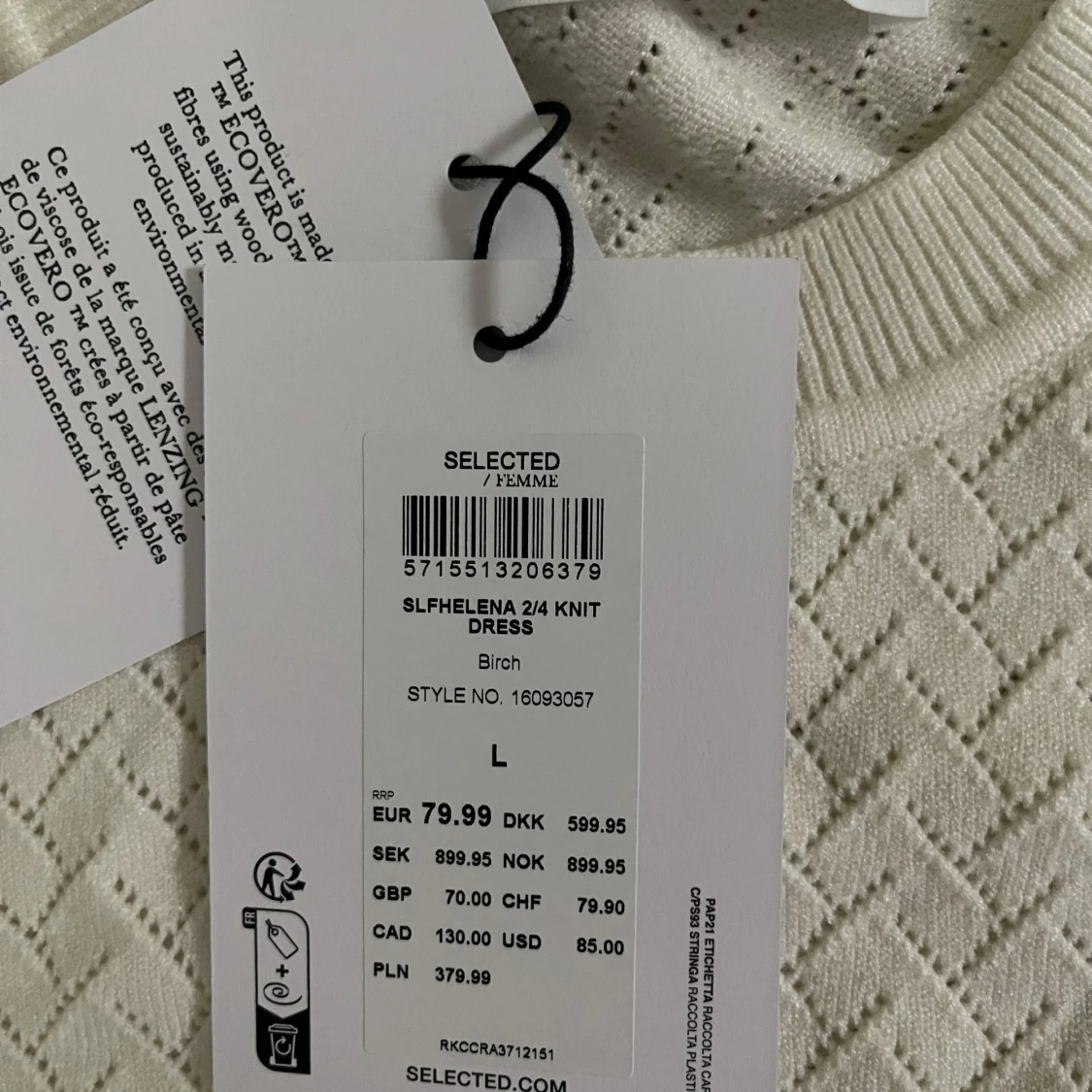 Vit stickad långklänning Selected Femme - 2