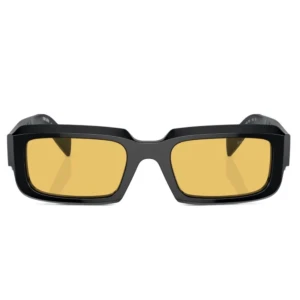 Prada - Prada logo rectangular sunglasses with yellow lenses 