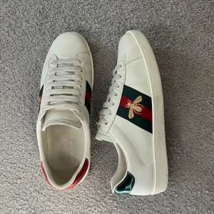 Gucci Ace  - Gucci Ace skor, använt ett par gånger men väldigt fina. Man får med påse och ett par nya skosnören på köpet, det går att pruta men inte för mycket. Storlek 44 passar 45, säljer för att spara till en bil