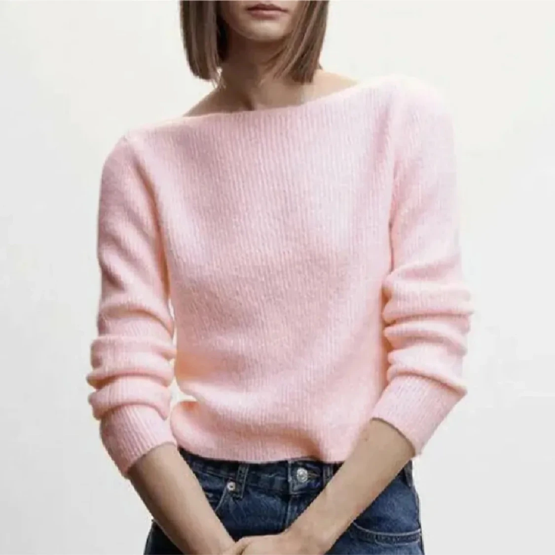 Ljusrosa stickad tröja 