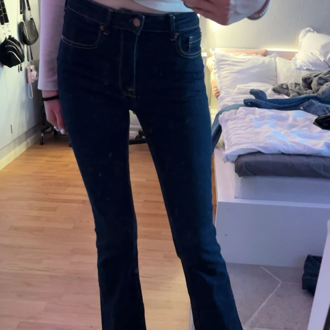 Mörkblå bootcut jeans - 3