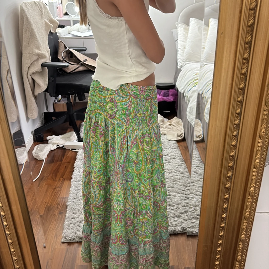 Grön mönstrad långkjol  - 1