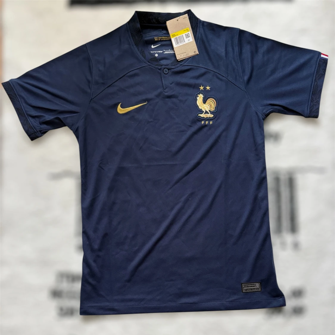 Frankrike fotbollströja marinblå